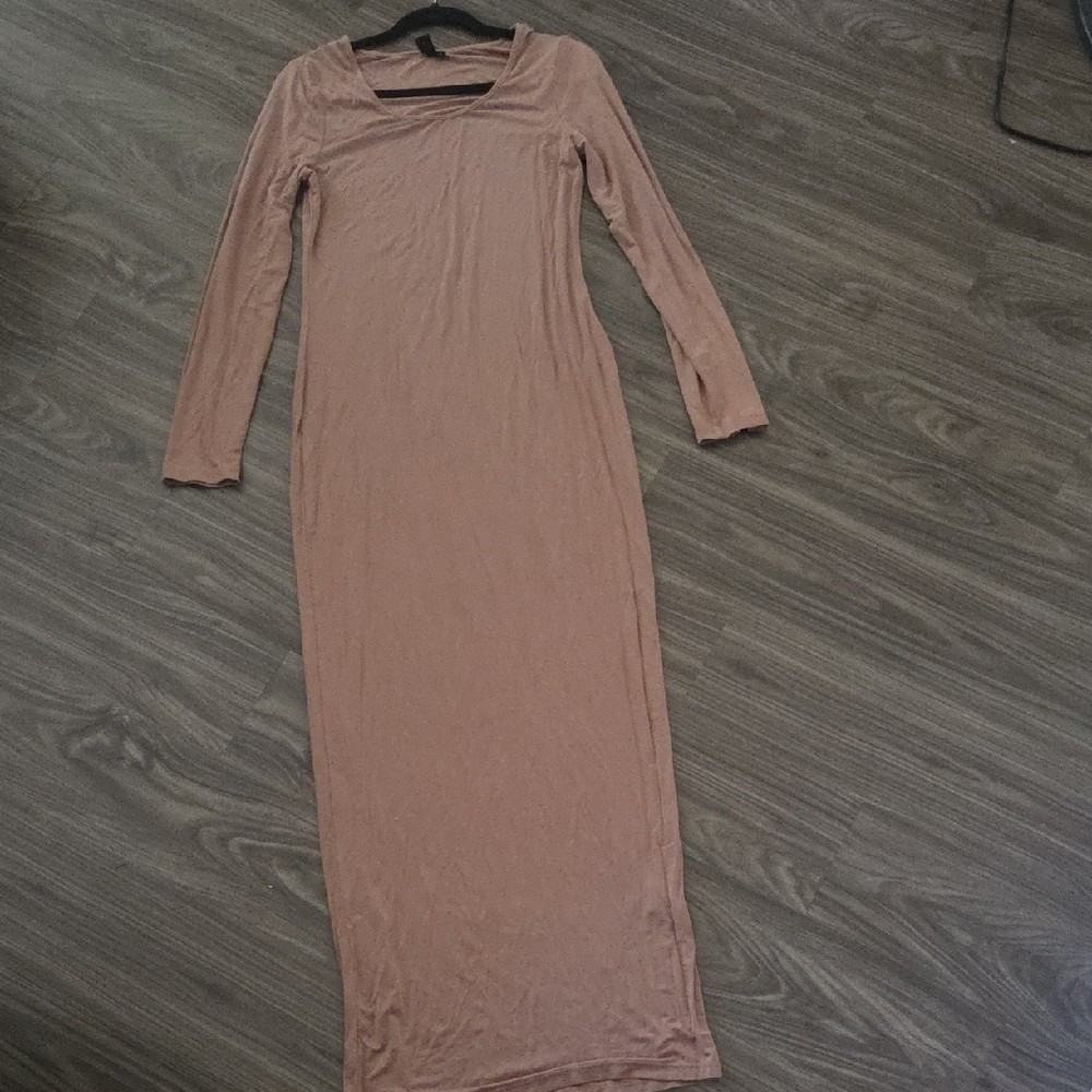SHEIN Pink Asymmetrical Long Sleeve Bodycon Dress